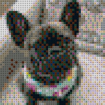The same photo as a flat brick mosaic